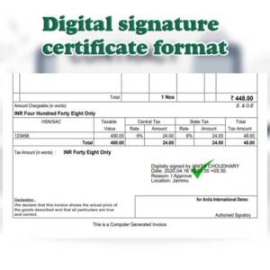 Digital Signature certificate format